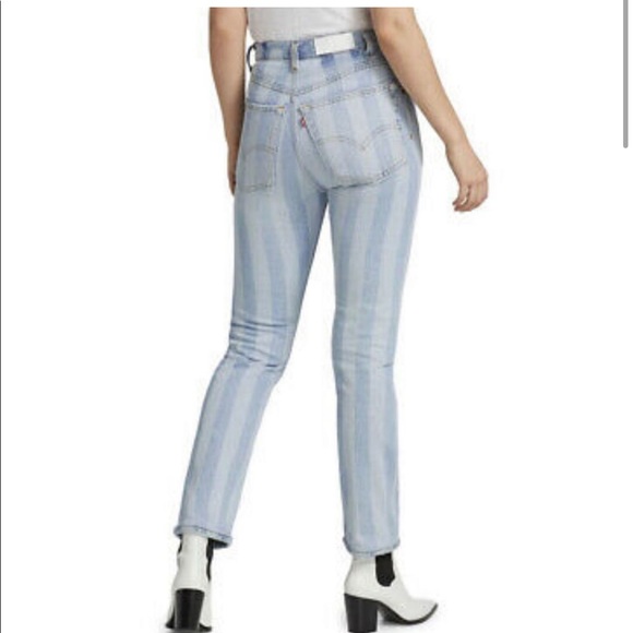 RE/DONE|Levi’s 70’s Straight Jeans with Indigo Stripes, SIZE 27.   0101 - Picture 2 of 14